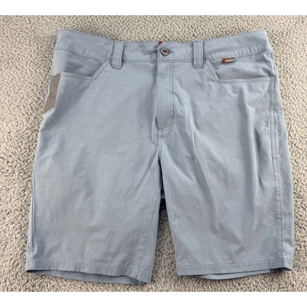 Simms Fishing Shorts Mens 36 Light Blue Quick Dry Outdoor Performance Fly